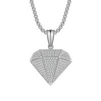 Cubic Zircon Micro Pave Brass Necklace, fashion jewelry & Unisex, silver color 