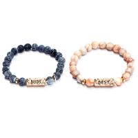 Agate Bracelets, Zinc Alloy, with Agate, 2 pieces & fashion jewelry & Unisex, multi-colored 