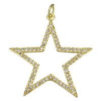 Colgante de Micro Pavé de Zirconía Cúbica, metal, Estrella, chapado, Joyería & Bricolaje & para mujer & con circonia cúbica, dorado, 27x28x2mm, agujero:aproximado 3mm, Vendido por UD