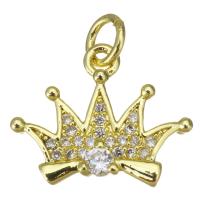 Cubic Zirconia Micro Pave Brass Pendant, Crown, plated, fashion jewelry & DIY & for woman & with cubic zirconia, golden Approx 3mm 