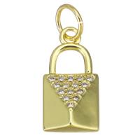 Cubic Zirconia Micro Pave Brass Pendant, Lock, plated, fashion jewelry & DIY & for woman & with cubic zirconia, golden Approx 1.4mm 