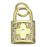 Cubic Zirconia Micro Pave Brass Pendant, Lock, plated, fashion jewelry & DIY & for woman & with cubic zirconia, golden Approx 4.5mm 