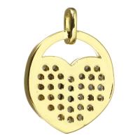 Colgante de Micro Pavé de Zirconía Cúbica, metal, chapado, Joyería & Bricolaje & para mujer & con circonia cúbica, dorado, 14x19x4mm, agujero:aproximado 2x2.5mm, Vendido por UD