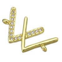 Cubic Zirconia Micro Pave Brass Connector, plated, fashion jewelry & DIY & for woman & with cubic zirconia, golden Approx 1mm 