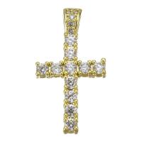 Cubic Zirconia Micro Pave Brass Pendant, Cross, plated, fashion jewelry & DIY & for woman & with cubic zirconia, golden Approx 2mm 