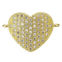 Cubic Zirconia Micro Pave Brass Connector, Heart, plated, fashion jewelry & DIY & for woman & with cubic zirconia, golden Approx 1mm 