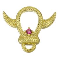 Brass Slide Charm, plated, fashion jewelry & DIY & for woman & with cubic zirconia, golden Approx 
