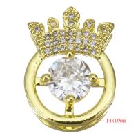 Brass Slide Charm, plated, fashion jewelry & DIY & for woman & with cubic zirconia, golden Approx 