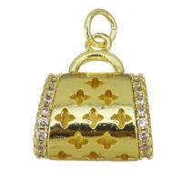 Messing Stiftöse Perlen, plattiert, Modeschmuck & DIY & für Frau & mit kubischem Zirkonia, goldfarben, 14.5x17x8.5mm, Bohrung:ca. 3.5mm, verkauft von PC