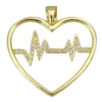 Cubic Zirconia Micro Pave Brass Pendant, Heart, plated, fashion jewelry & DIY & for woman & with cubic zirconia, golden Approx 3.5mm 