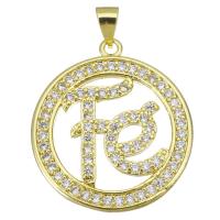 Cubic Zirconia Micro Pave Brass Pendant, Round, plated, fashion jewelry & DIY & for woman & with cubic zirconia, golden Approx 3.5mm 