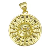 Cubique Pendentif en laiton zircon pavent, Rond, Placage, bijoux de mode & DIY & pour femme & avec zircone cubique, doré Environ 3.5mm, Vendu par PC