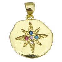 Cubic Zirconia Micro Pave Brass Pendant, Round, plated, fashion jewelry & DIY & for woman & with cubic zirconia, golden Approx 3.5mm 