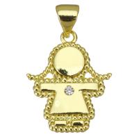 Cubic Zirconia Micro Pave Brass Pendant, Girl, plated, fashion jewelry & DIY & for woman & with cubic zirconia, golden Approx 3.5mm 