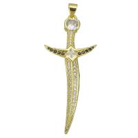 Cubic Zirconia Micro Pave Brass Pendant, plated, fashion jewelry & DIY & for woman & with cubic zirconia, golden Approx 3.5mm 