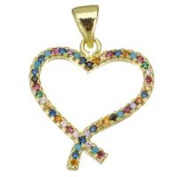 Colgante de Micro Pavé de Zirconía Cúbica, metal, Corazón, chapado, Joyería & Bricolaje & para mujer & con circonia cúbica, 17.5x19x2mm, agujero:aproximado 3.5mm, Vendido por UD