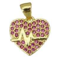 Colgante de Micro Pavé de Zirconía Cúbica, metal, Corazón, chapado, Joyería & Bricolaje & para mujer & con circonia cúbica, 13x13x2mm, agujero:aproximado 3.5mm, Vendido por UD