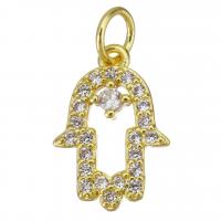 Cubic Zirconia Micro Pave Brass Pendant, plated, fashion jewelry & DIY & for woman & with cubic zirconia, golden Approx 3mm 