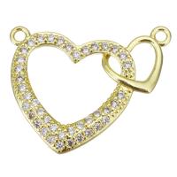 Cubic Zirconia Micro Pave Brass Connector, Heart, plated, fashion jewelry & DIY & for woman & with cubic zirconia, golden Approx 2mm 