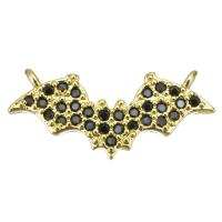 Cubic Zirconia Micro Pave Brass Connector, Bat, plated, fashion jewelry & DIY & for woman & with cubic zirconia, black Approx 1.5mm 