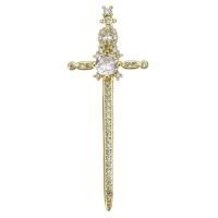 Cubic Zirconia Micro Pave Brass Pendant, Cross, plated, fashion jewelry & DIY & for woman & with cubic zirconia, golden Approx 