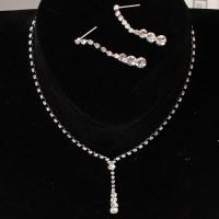 Rhinestone Zinc Alloy Jewelry Set, 2 pieces & fashion jewelry 300mm 