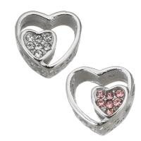 Stainless Steel Beads, 316 Stainless Steel, Heart, plated, with rhinestone Approx 4.5mm 