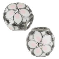 Stainless Steel Beads, 316 Stainless Steel, Flower, plated, enamel, pink Approx 4.5mm 