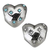 Stainless Steel Beads, 316 Stainless Steel, Heart, with rhinestone Approx 4.5mm 