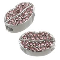 Stainless Steel Beads, 316 Stainless Steel, with rhinestone, pink Approx 4.5mm 