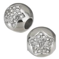 Stainless Steel Beads, 316 Stainless Steel, Round, with rhinestone, white Approx 4.5mm 