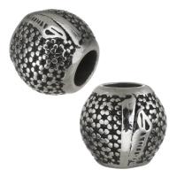 Edelstahl Perlen, 316 Edelstahl, rund, Schwärzen, 10x9x10mm, Bohrung:ca. 4.5mm, 50PCs/Tasche, verkauft von Tasche
