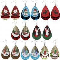 Christmas Earrings, PU Leather, with Zinc Alloy, Teardrop, for woman 55mm 