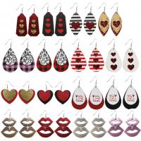 Fashion Create Jewelry Earring, PU Leather, with Zinc Alloy & for woman 