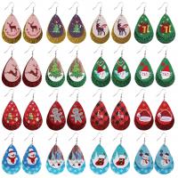 Boucles d'oreilles de Noël, cuir PU, avec alliage de zinc, pour femme, plus de couleurs à choisir Vendu par lot