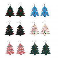 Boucles d'oreilles de Noël, Cuir synthétique, avec alliage de zinc, styles différents pour le choix & pour femme, plus de couleurs à choisir Vendu par lot