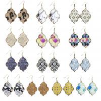 Zinc Alloy Drop Earring, Synthetic Leather, with Zinc Alloy, for woman 