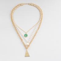 Mode-Multi-Layer-Halskette, Zinklegierung, mit Kunststoff Perlen, goldfarben plattiert, mehrschichtig & für Frau, verkauft von Strang