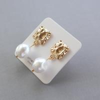 Plastic Pearl Zinc Alloy Earring, with Plastic Pearl, gold color plated, for woman, white, nickel, lead & cadmium free 