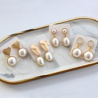 Plastic Pearl Zinc Alloy Earring, with Plastic Pearl, gold color plated & for woman nickel, lead & cadmium free 