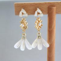 Zinc Alloy Rhinestone Drop Earring, gold color plated, for woman & with rhinestone, white, nickel, lead & cadmium free 