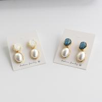 Plastic Pearl Zinc Alloy Earring, with Plastic Pearl, gold color plated, for woman nickel, lead & cadmium free 