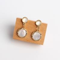 Zinc Alloy Drop Earring, with Cats Eye, fashion jewelry, white 