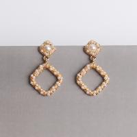 Zinc Alloy Drop Earring, with Plastic Pearl, fashion jewelry, gold 