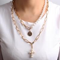 Mode-Multi-Layer-Halskette, Zinklegierung, mit Kunststoff Perlen, Modeschmuck & mehrschichtig, keine, verkauft von Strang