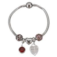 Stainless Steel  European Bracelets, 316 Stainless Steel, silver color plated, snake chain & with letter pattern & for woman & enamel & with rhinestone  3mm Approx 7 Inch 