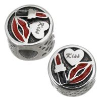 Stainless Steel European Beads, 316 Stainless Steel, silver color plated, enamel & hollow Approx 4.5mm 