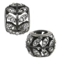 Stainless Steel European Beads, 316 Stainless Steel, silver color plated, with rhinestone & hollow & blacken Approx 4.5mm 