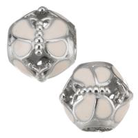 Stainless Steel European Beads, 316 Stainless Steel, silver color plated, enamel & hollow, pink Approx 4.5mm 
