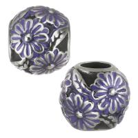 Stainless Steel European Beads, 316 Stainless Steel, silver color plated, enamel, purple Approx 4.5mm 